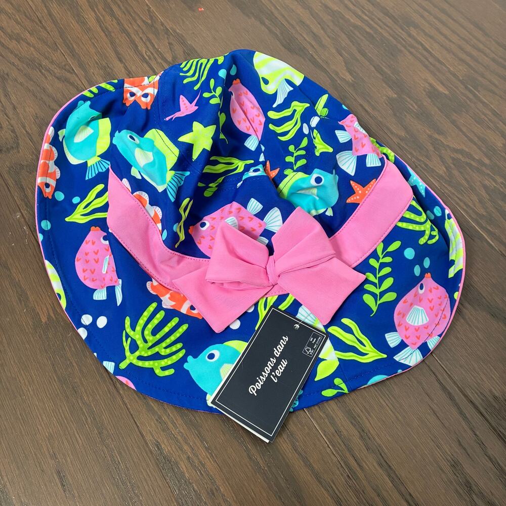 Gymboree Ocean Fish Swim Hat Girls Size 10 12 NWT Beach Sun Hat